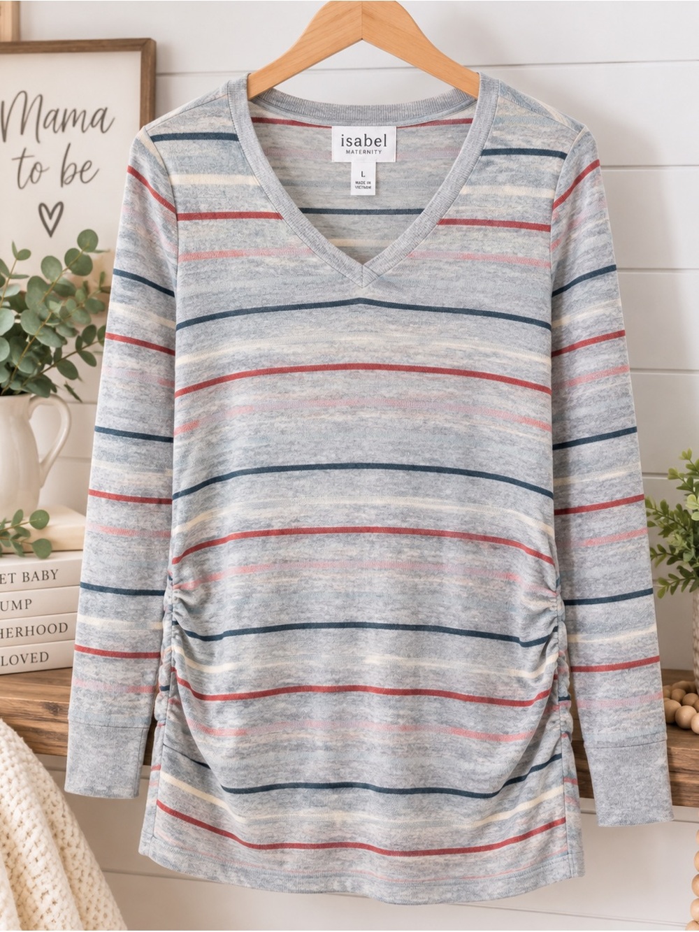 NWT Isabel Maternity Size Large Lightweight Striped Pullover Sweater Top